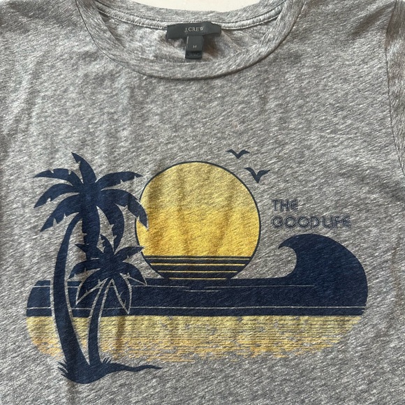 J.Crew Gray Graphic T-Shirt with Palm Tree and Sun Design | J.Crew Good Life Tee - Picture 2 of 5